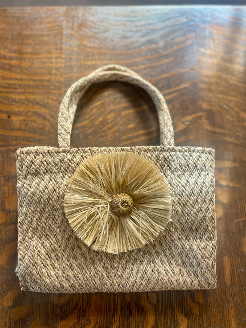 Woven Raffia Mini Tote in Natural - Picture 2 of 7
